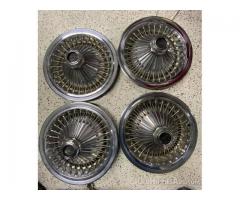 15" WIRE SPOKE HUBCAPS WITH TETHERS - EXCELLENT CONDITION